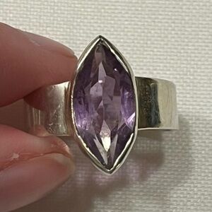 Sterling silver marquise purple stone ring
